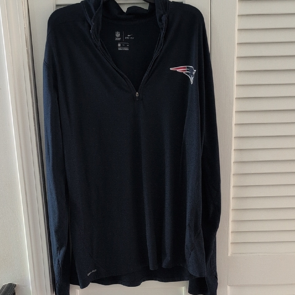 NFL Patriots Dark Blue Zip-Up Dri Fit Shirt